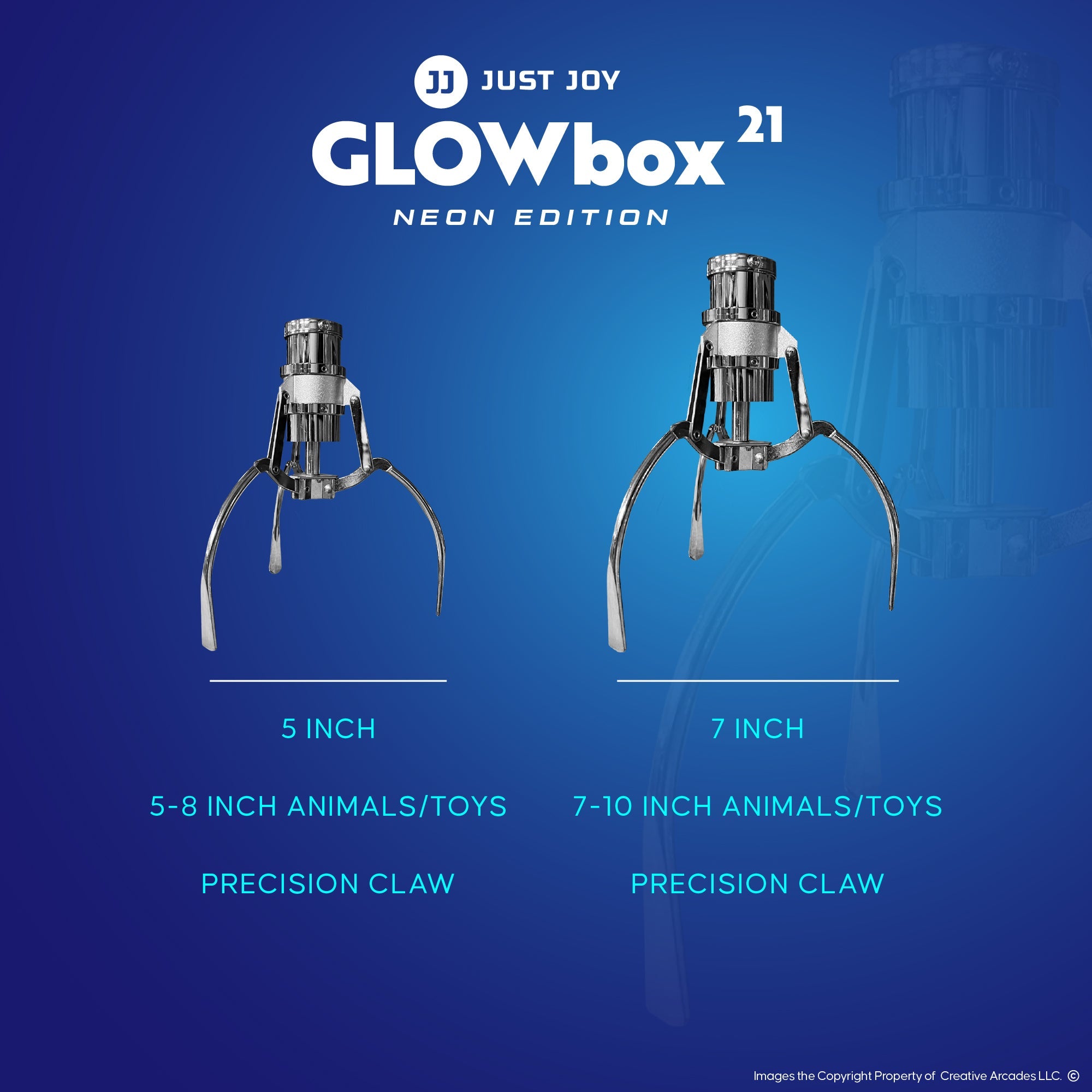 Creative Arcades Glow Box 21" Claw Machine with Neon Lights