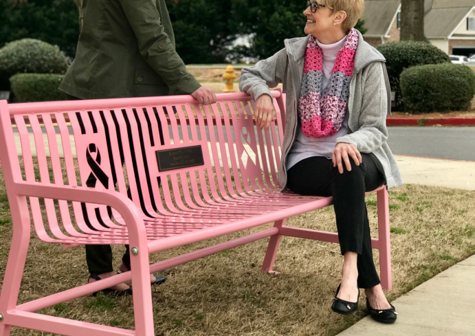UltraSite 6' Jackson Cancer Awareness Ribbon Bench