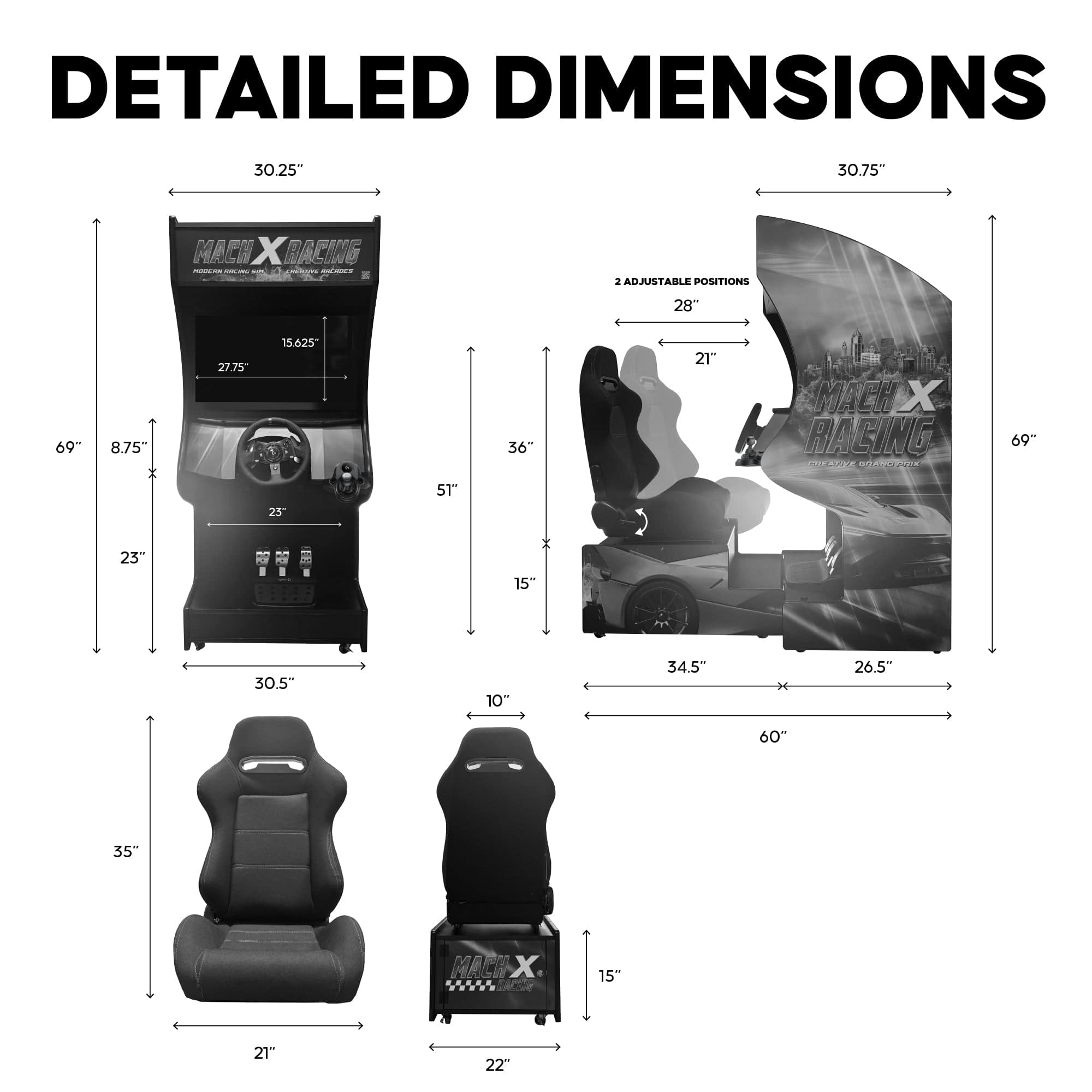 Creative Arcades Modern Racing Sim Machine (Wi-Fi Compatible)