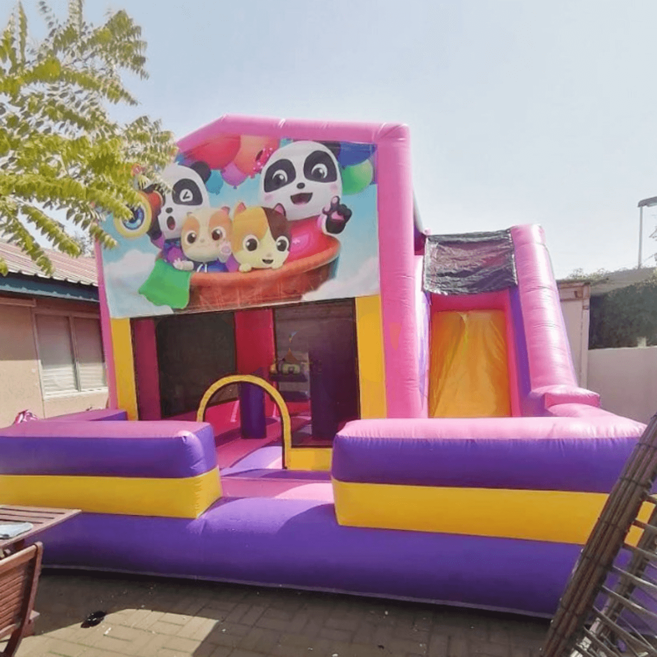 Bounce Horizon Rainbow Bounce House Combo with Slide & Custom Art Panel
