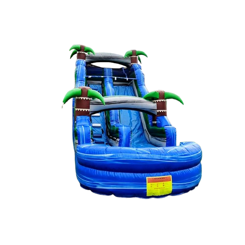 Bounce Horizon 16ft Big Tropical Single Lane Inflatable Water Slide with Pool