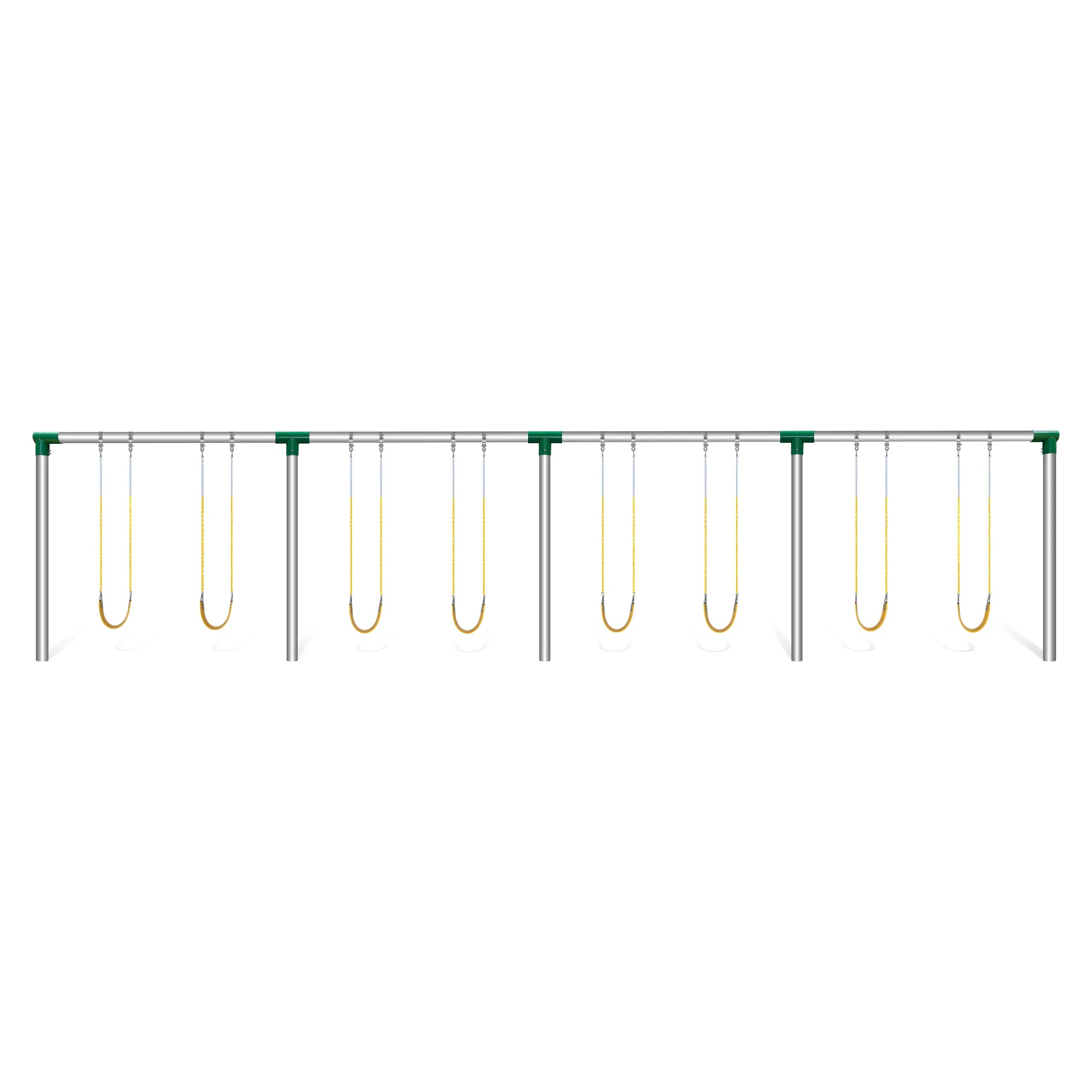 Jensen Heavy Duty 8′ High 8-Swing 4-Bay Metal Playground Swing Set, Commercial Grade