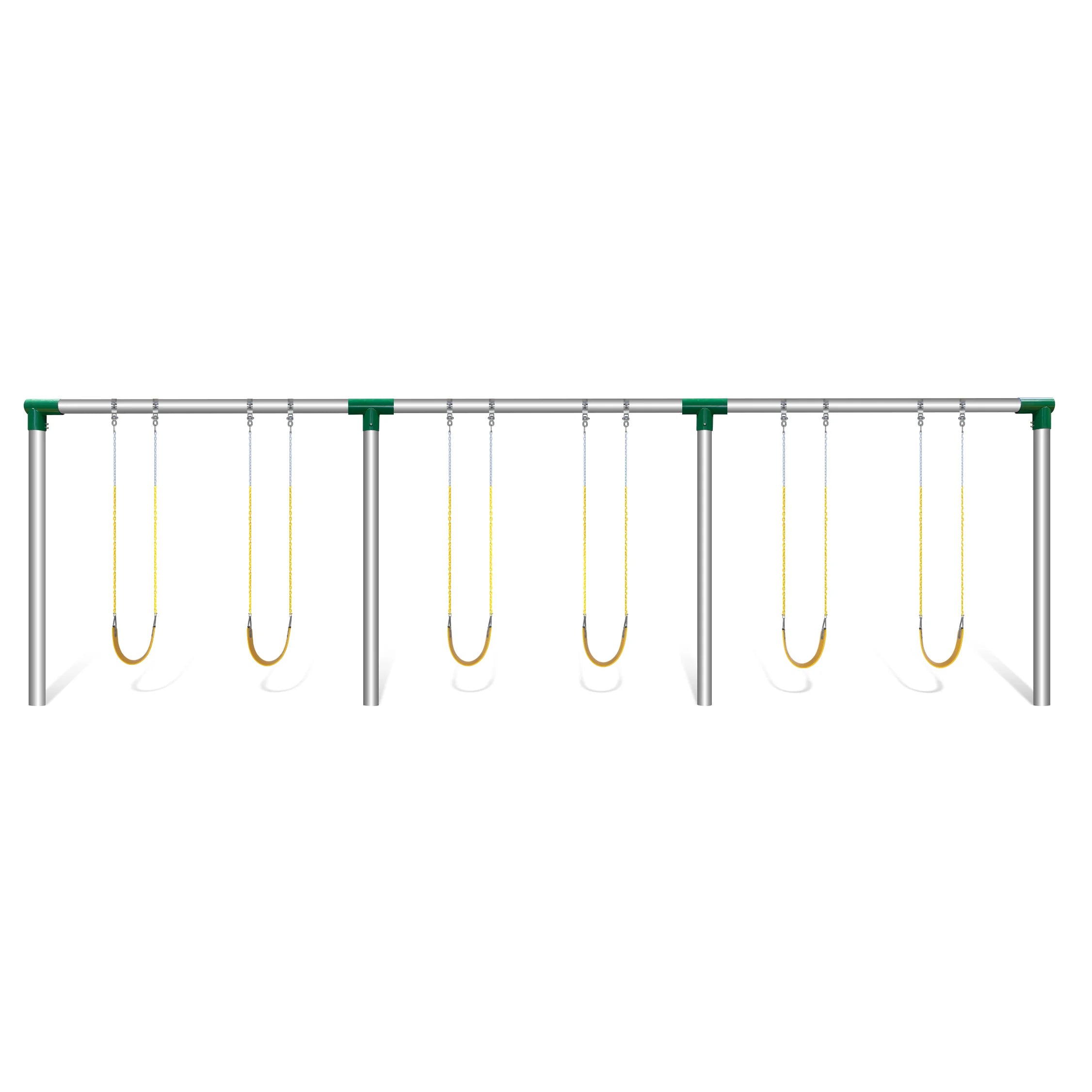 Jensen Swing Heavy-Duty 8′ High 3-Bay 6-Swing Frame for Kids – Commercial-Grade Metal Swing Set